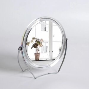 Зеркало настольное 'Круг'на подставке, двустороннее, с увеличением, d зеркальной поверхности 12,5 см, цвет прозрачный