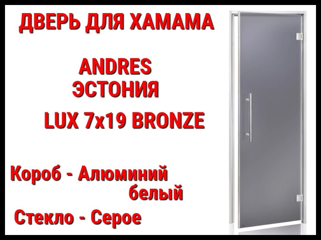 Дверь для турецкой бани Andres Lux Bronze (Серый) от компании Welland - фото 1