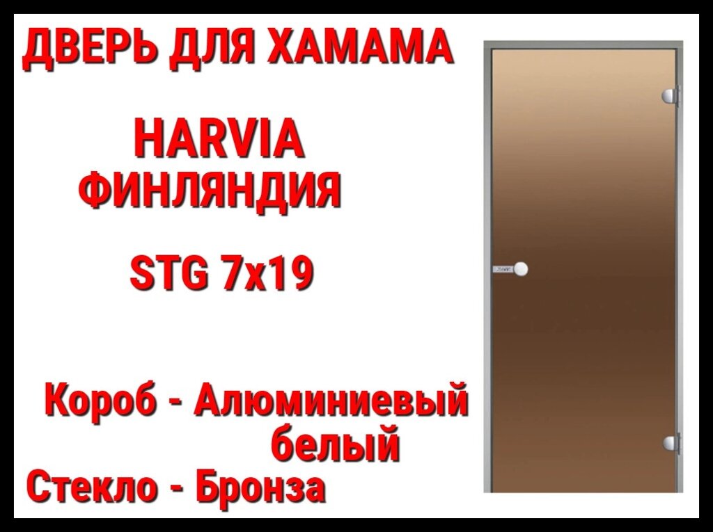 Дверь Harvia STG для турецкой бани (Хаммам, Размер: 69x189x9,2 см., Короб: Алюминий, Стекло: Бронза) от компании Welland - фото 1