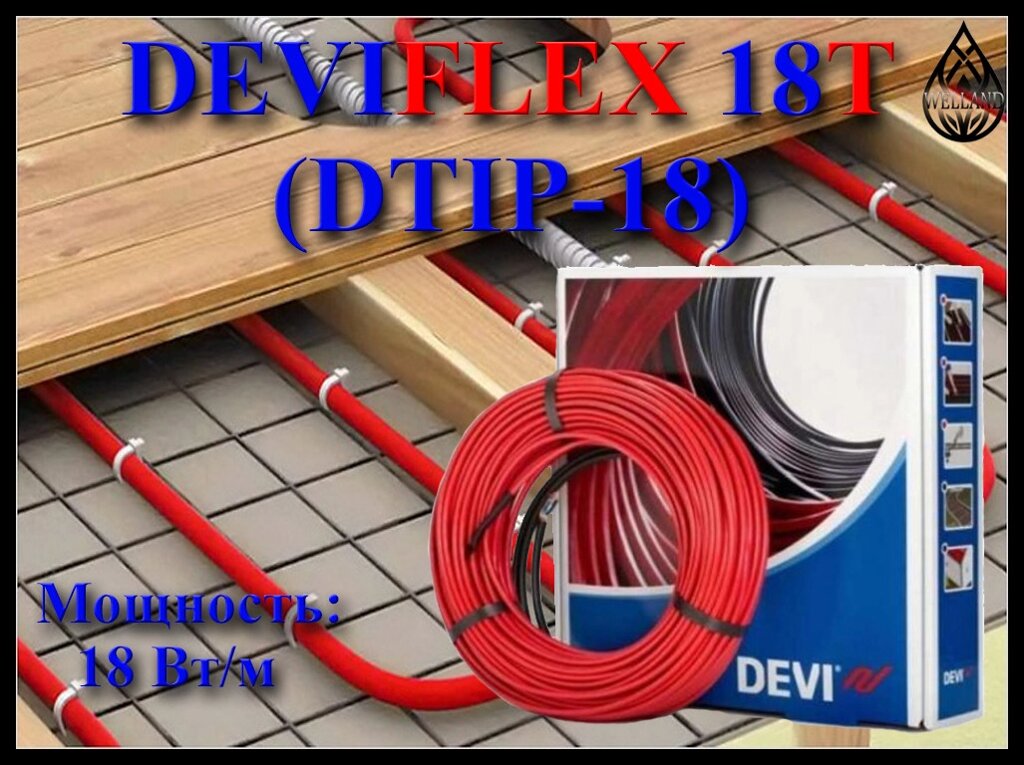 Двухжильный нагревательный кабель DEVIflex 18T (DTIP-18, мощность: 18 Вт/м) от компании Welland - фото 1