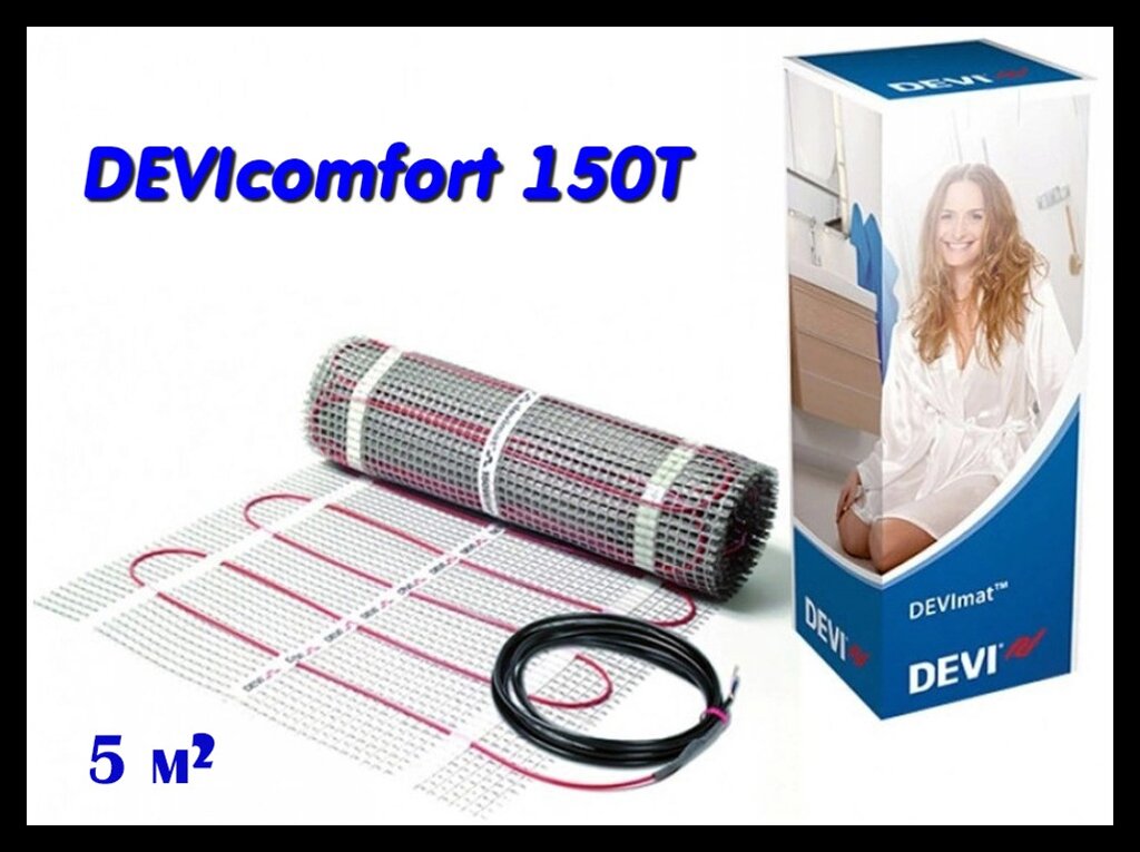 Двухжильный нагревательный мат DEVIcomfort 150T - 0,5м x 10м (DTIR-150, площадь: 5 м2., мощность: 750 Вт) от компании Welland - фото 1