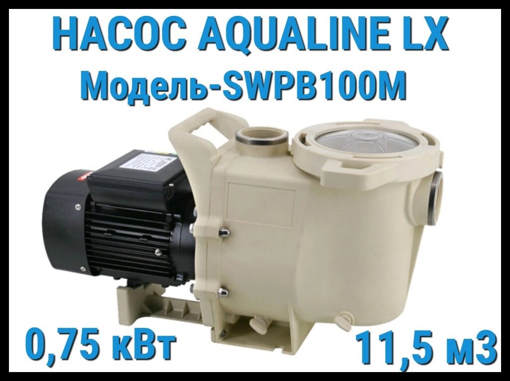 Насос Aqualine LX SWPB100M c префильтром для бассейна (11,5 м3/ч, 220 Вольт) от компании Welland - фото 1