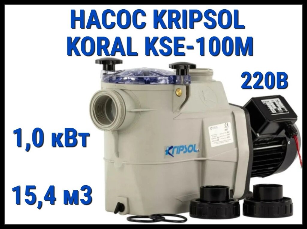 Насос для бассейна Kripsol Koral KSE-100M c префильтром (Производительность 15,4 м3/ч, мощность 1,0 кВт, 220В) от компании Welland - фото 1