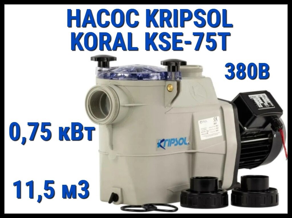 Насос для бассейна Kripsol Koral KSE-75T c префильтром (Производительность 11,5 м3/ч, мощность 0,75 кВт, 380В) от компании Welland - фото 1