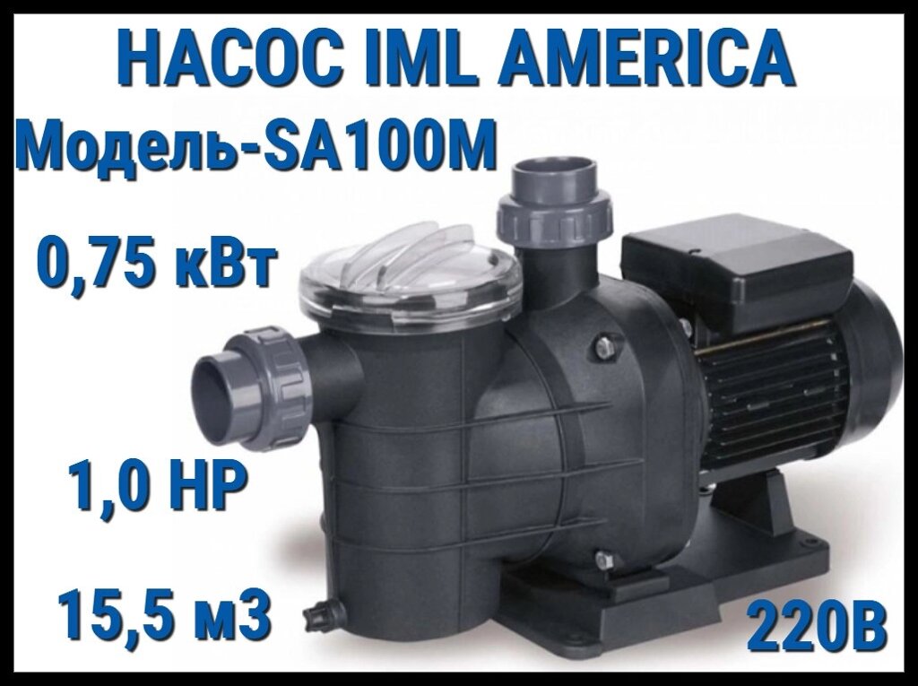 Насос IML America SA100М c префильтром для бассейна (Производительность 15,5 м3/ч, мощность: 0,75 кВт, 220В) от компании Welland - фото 1