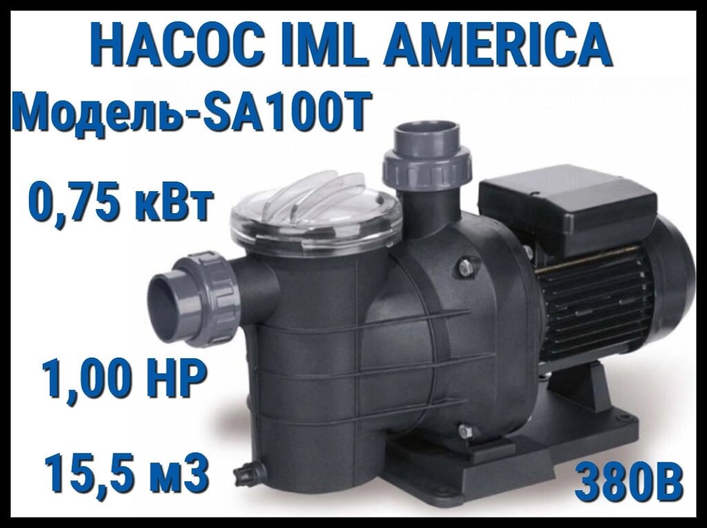 Насос IML America SA100T c префильтром для бассейна (Производительность 15,5 м3/ч, мощность: 0,75 кВт, 380В) от компании Welland - фото 1