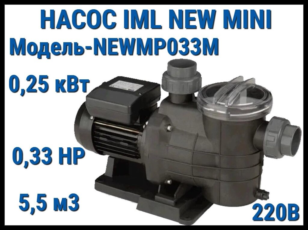 Насос IML NEW Mini NEWMP033М c префильтром для бассейна (Производительность 5,5 м3/ч, мощность:0,25 кВт, 220В) от компании Welland - фото 1