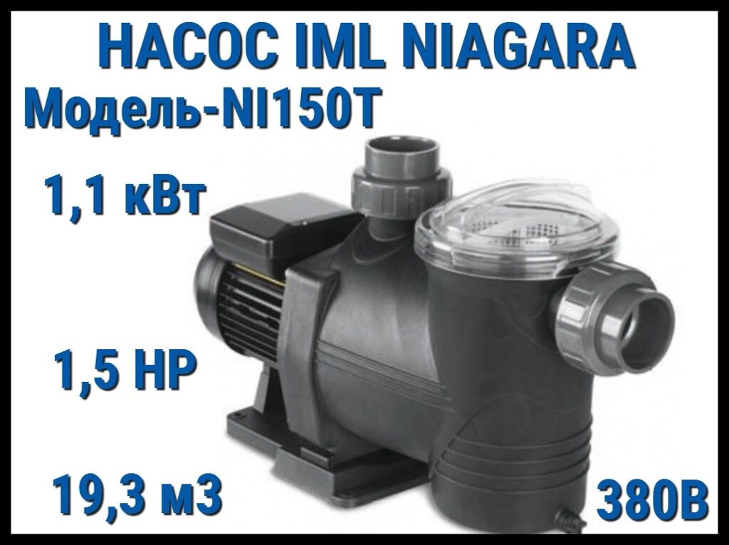 Насос IML Niagara NI150T c префильтром для бассейна (Производительность 19,3 м3/ч, мощность: 1,10 кВт, 380В) от компании Welland - фото 1