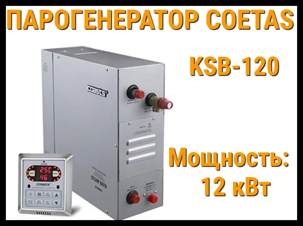 Парогенератор Coetas KSB-120 c пультом управления для Хаммама (Мощность 12 кВт, объем 6-13 м3) от компании Welland - фото 1