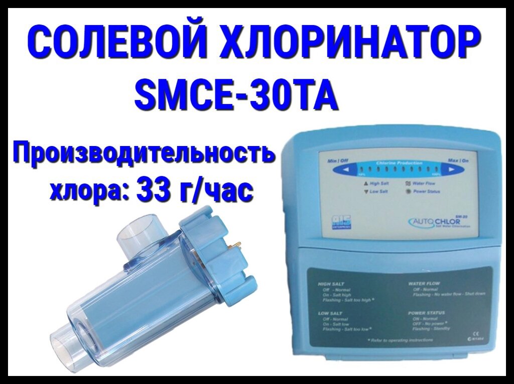 Солевой хлоринатор SMCE-30TA для бассейна (Производительность 33 г/час) от компании Welland - фото 1