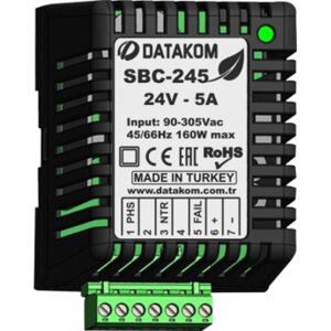 SBC-245 Зарядное устройство (24В, 5А, 100-240В, на дин-рейку)