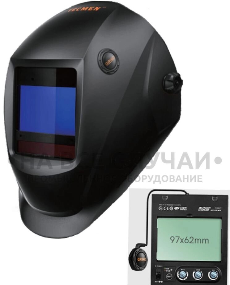 Сварочная маска с автоматическим светофильтром Tecmen ADF - 815S TM16 черная (внешн. кнопка зачистки) от компании На все случаи - фото 1