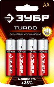 Батарейка щелочная Turbo, ЗУБР AA, 4 шт. (59213-4C_z01)