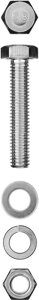 Болт с шестигранной головкой ЗУБР M6 x 50 мм, 7 шт., с гайкой, шайбой, шайбой пружинной (303436-06-050)