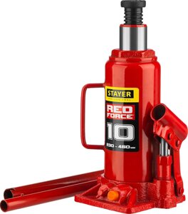 Домкрат бутылочный гидравлический Stayer, 10 т., 230-460 мм, серия "Red force"43160-10_z01)