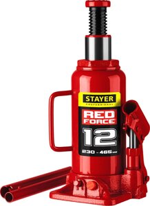 Домкрат бутылочный гидравлический Stayer, 12 т., 230-465 мм, серия "Red force"43160-12_z01)