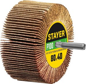 Круг шлифовальный лепестковый на шпильке, STAYER P100, 60х30 мм (36609-100)