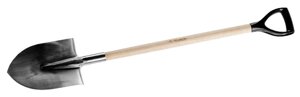 Лопата штыковая, ЗУБР, 290х205х1200 мм, из нержавеющей стали, деревянный черенок, с рукояткой (4-39402_z01)