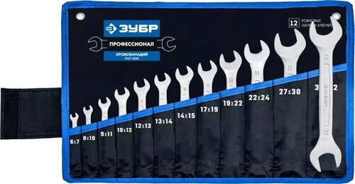 Набор ключей гаечных рожковых, ЗУБР, 12 шт, 6 - 32 мм (27010-H12_z01)
