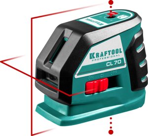 Нивелир лазерный линейный Kraftool, 20-70 м, детектор), сверхъяркий, IP54, точн. 0,2 мм/м (34660)