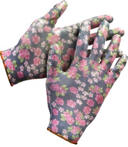 Перчатки садовые GRINDA S-M, прозрачное нитриловое покрытие (11297-S)
