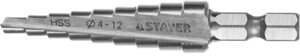 Сверло ступенчатое STAYER 4-12 мм, 9 ступеней, HSS (29660-4-12-9)