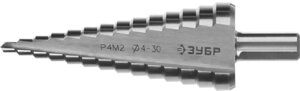 Сверло ступенчатое ЗУБР, 4-30 мм, 14 ступеней, Р4М2 (29665-4-30-14)