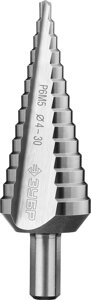 Сверло ступенчатое ЗУБР, 4-30 мм, 14 ступеней, Р6М5, серия "Профессионал"29670-4-30-14_z01)