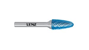 Твердосплавная борфреза Lenz, форма F (Парабола с закругленной головкой), покрытие Blue