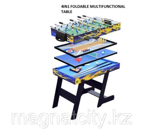 Игровой стол 4в1 FOLDABLE MULTIFUNCTIONAL TABLE (теннис, боулинг, футбол, бильярд) от компании Atlanta Интернет-Магазин - фото 1