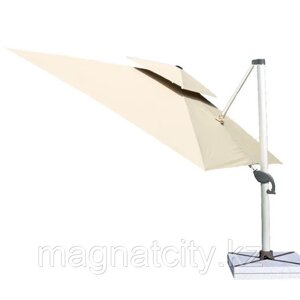 Зонт квадратный "Комфорт Lux" с вентиляцией (4х3м), бежевый БЕЗ КАМНЕЙ (Зонт для сада/ для кафе ресторан))