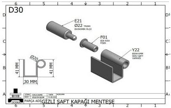 020X41 MM SHAFT DOOR HINGE HIDDEN LEAF D30 от компании «Алтын-Килит» - фото 1