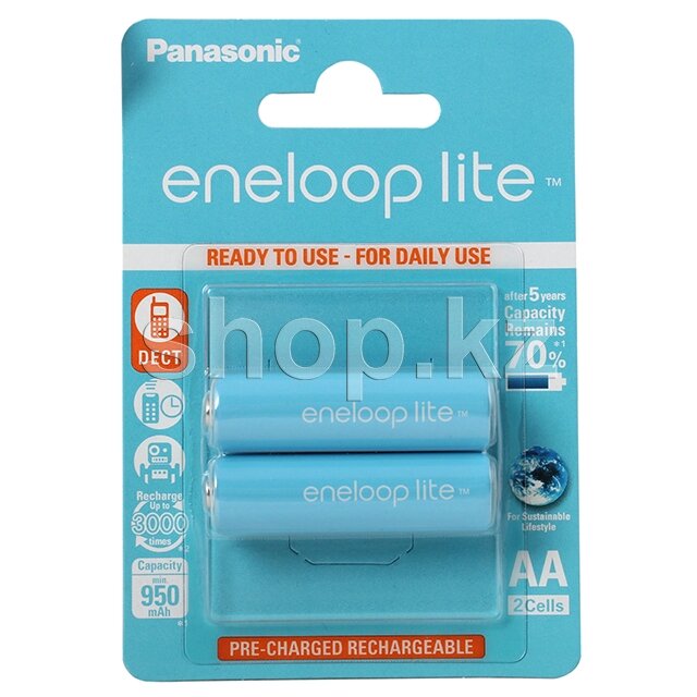 Акк. Panasonic    eneloop lite BK-3LCCE/2BE 950mAh AA  R6  BL2 от компании «Алтын-Килит» - фото 1