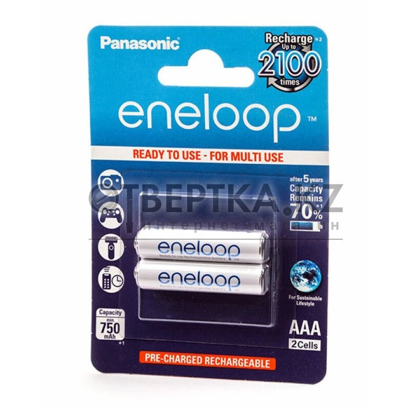 Аккумулятор Panasonic eneloop BK-4MCCE/2BE 750mAh AAA R03 BL2 от компании «Алтын-Килит» - фото 1