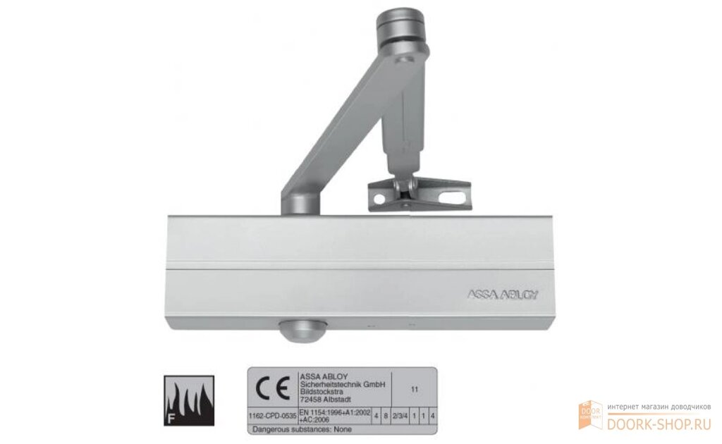 DC140-0-EV1: Доводчик ABLOY DC 140 EN2/3/4/5, корпус без тяги, BC, антвандальный клапан, цвет - серебро. от компании «Алтын-Килит» - фото 1