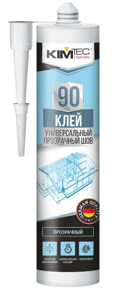 Клей KIM TEC 90 прозрачный шов, 280 мл. арт. 03-01-90 (03-05-35) "жидкие гвозди" (12) от компании «Алтын-Килит» - фото 1