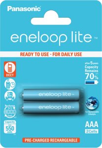 Аккумулятор Panasonic eneloop lite BK-4LCCE/2BE 550mAh AAA R03 BL2