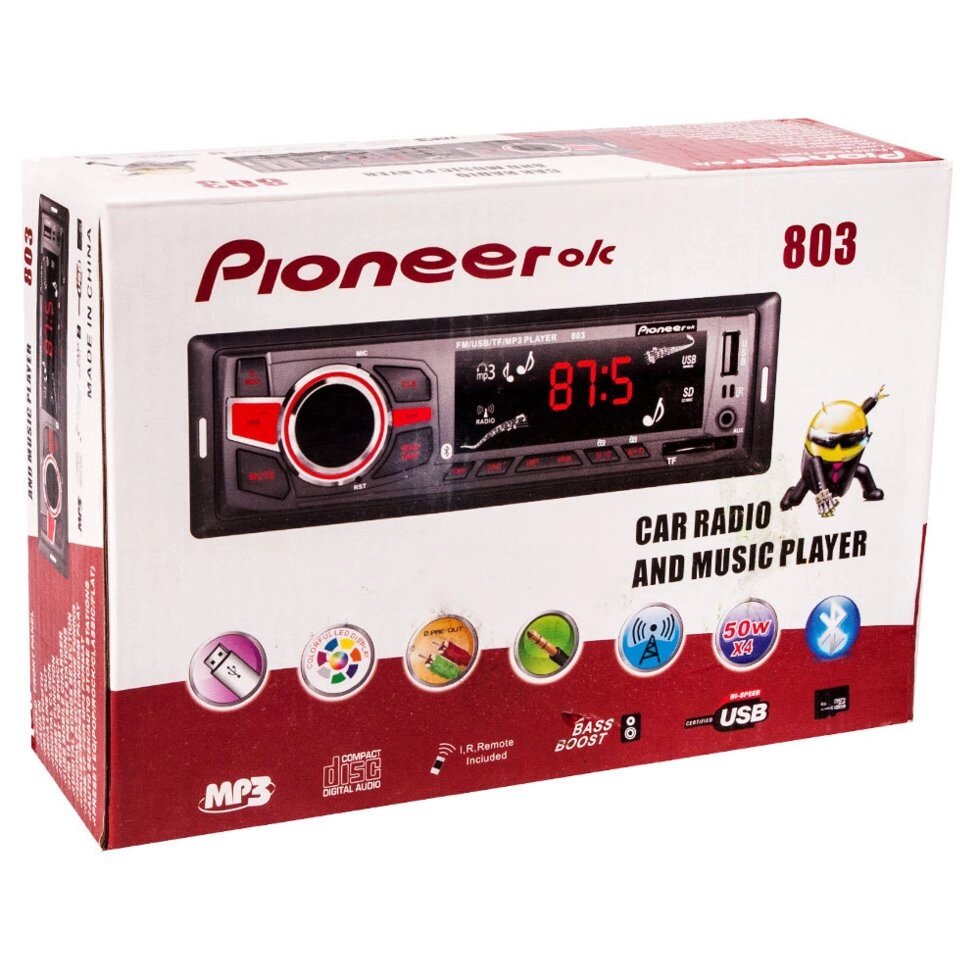 Автомагнитола с пультом управления Pioneeir 803 [Bluetooth, USB, MP3, AUX, TF, FM; 4х50 Вт] от компании SHOPPE • Лучшее – себе. - фото 1