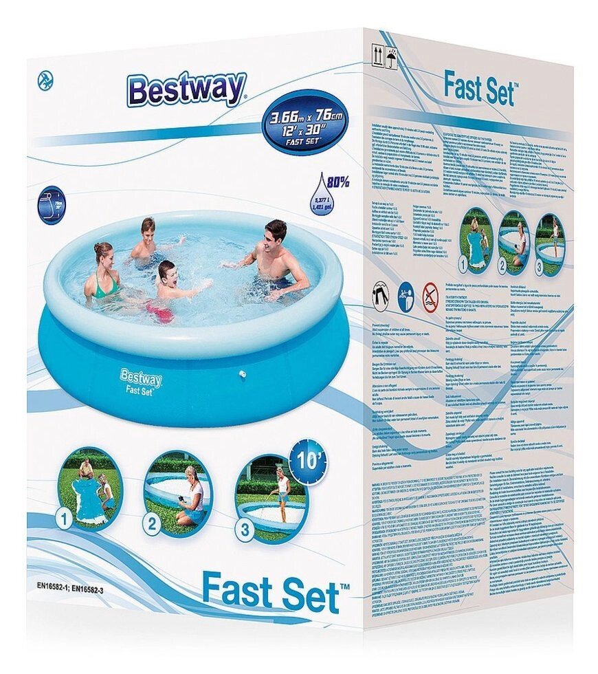 Бассейн надувной круглый 366x76см Bestway FastSet 57273 cемейный от компании SHOPPE • Лучшее – себе. - фото 1