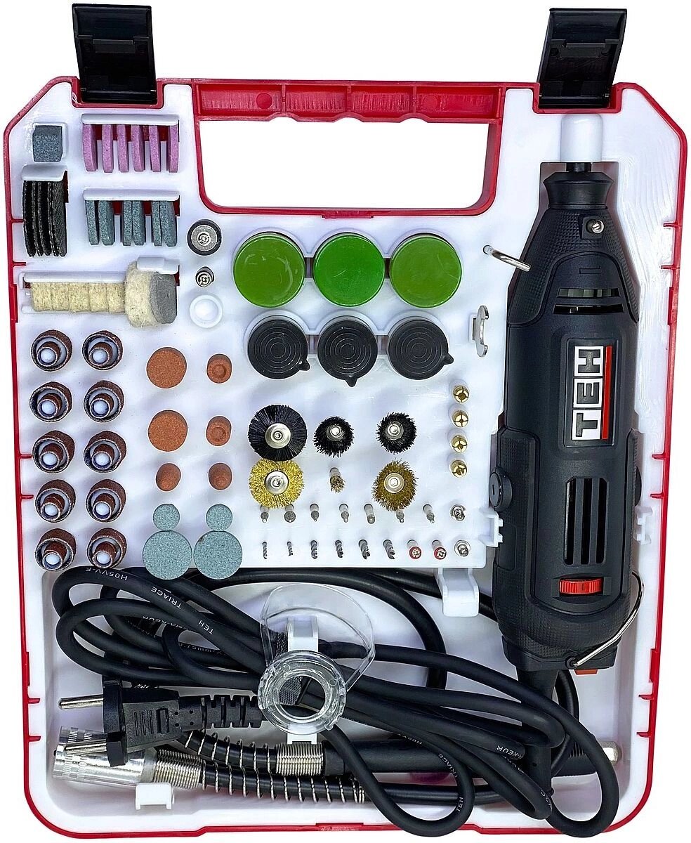 Бормашинка-гравер TEH с гибким валом и комплектом оснастки из 211 предметов от компании SHOPPE • Лучшее – себе. - фото 1