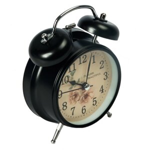 Часы-будильник с подсветкой в винтажном стиле «Double Bell»Черный)
