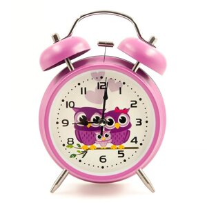 Часы-будильник с подсветкой в винтажном стиле «Double Bell»Сиреневый)