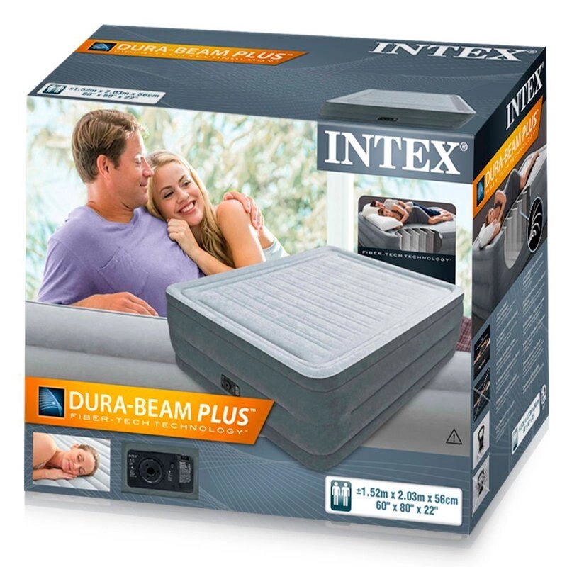 Двуспальная кровать надувная со встроенным насосом INTEX 64418 DURA-BEAM PLUS от компании SHOPPE • Лучшее – себе. - фото 1