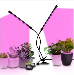 Фитолампа с таймером на гибкой ножке с зажимом-прищепкой Goodland для роста и цветения растений (2 светильника)