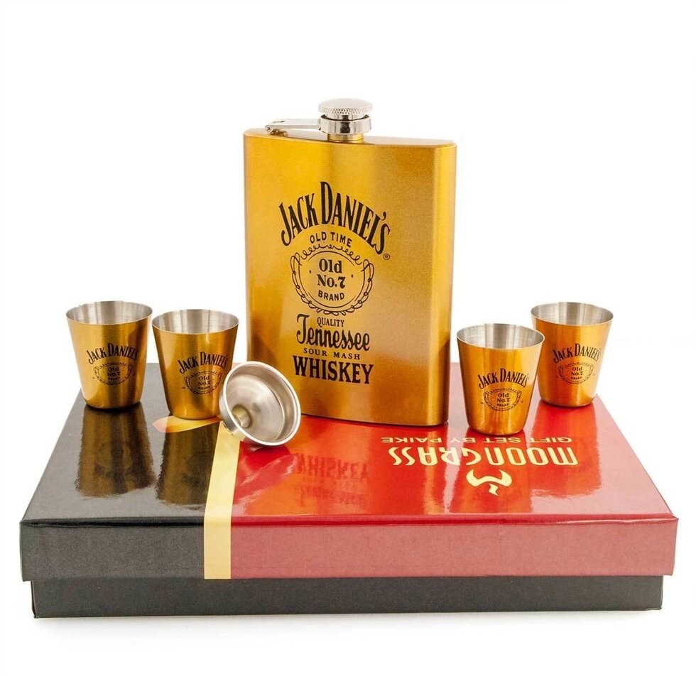 Фляжка с аксессуарами в подарочной упаковке «The STRONG man» (Jack Daniel's Gold) от компании SHOPPE • Лучшее – себе. - фото 1