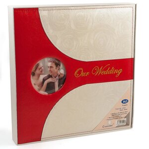 Фотоальбом свадебный в книжном переплете «Our Wedding» GuanMei {33х34 см, 40 магнитных страниц}Красный)
