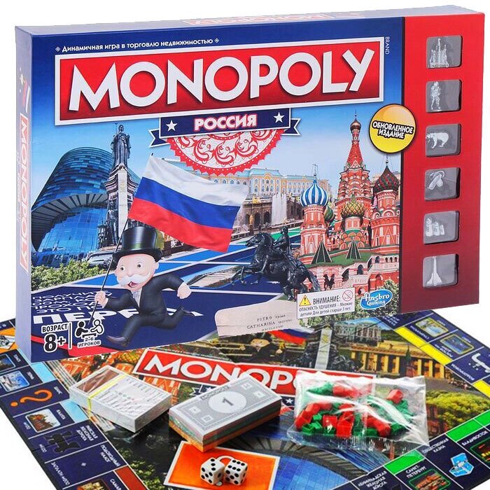 Игра настольная «Monopoly: Россия» Hasbro с фишками-игрушками {Обновленное издание} от компании SHOPPE • Лучшее – себе. - фото 1