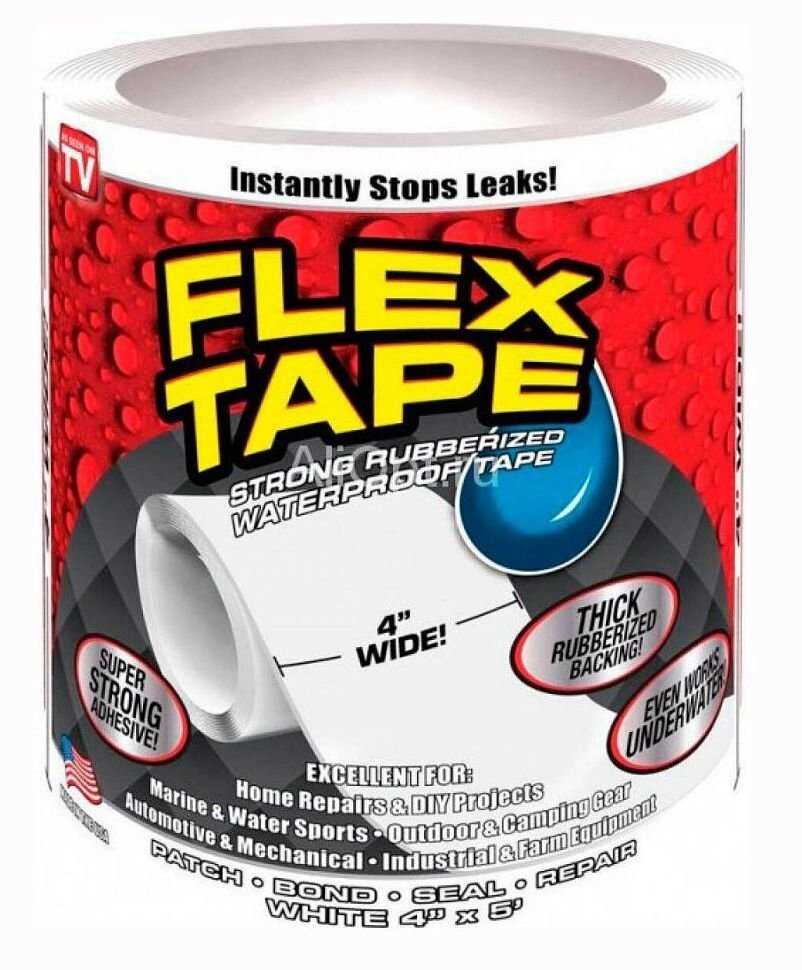 Изоляционная лента белая сверхсильная FLEX TAPE WHITE термо и водостойкая (Wide) от компании SHOPPE • Лучшее – себе. - фото 1