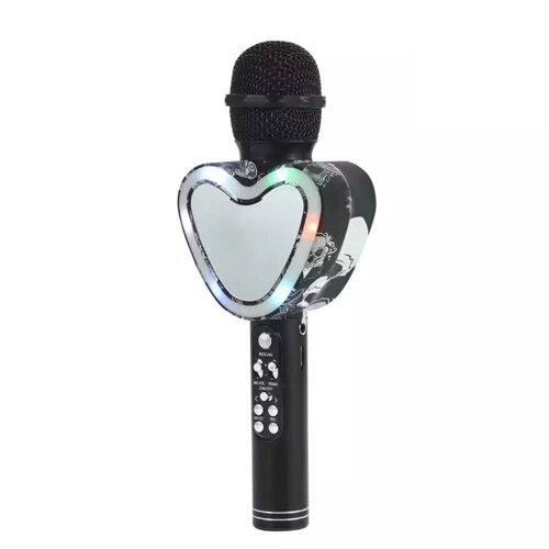 Караоке-микрофон беспроводной Micmagic Q5 с функцией записи голоса и цветомузыкой (Черный)