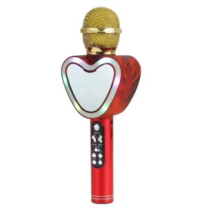 Караоке-микрофон беспроводной Micmagic Q5 с функцией записи голоса и цветомузыкой (Красный)